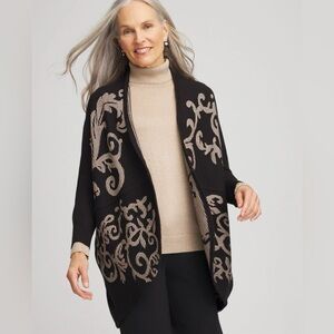 Chicos Ottoman Jacquard Cocoon Cardigan size s/m Small Medium